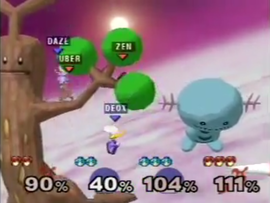 Globos de Sudowoodo y Wooper en el escenario Poké Globos.