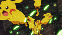 Capitán Pikachu usando doble equipo.
