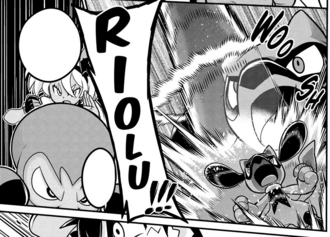 Riolu de Ash usando inversión.