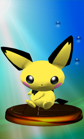 Trofeo de Pichu versión Smash 1 en Melee.