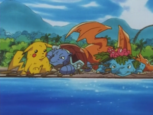 Boca de Blastoise de color azul.