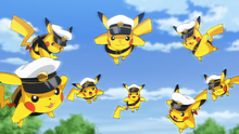 Capitán Pikachu usando Doble Equipo.