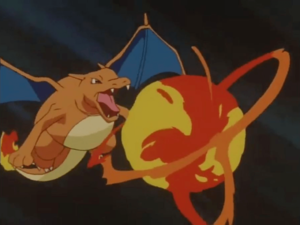 Charizard usando giro fuego.