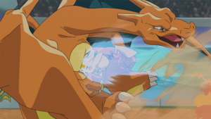 Pikachu de Ash usando Ataque Rápido.
