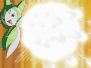 Roselia usando hojas mágicas/hoja mágica.
