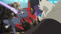 Weavile de Alain usando cuchillada nocturna/tajo umbrío.