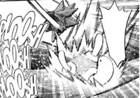 Starmie de Emerald/Esmeralda usando surf.