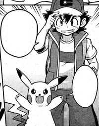Pikachu junto con Ash en el manga Pokémon Journeys: The Series.