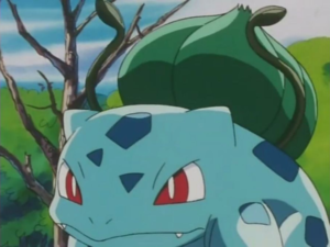 Bulbasaur de Ash usando látigo cepa.