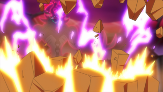 Grimmsnarl Gigamax usando Maxitemblor.