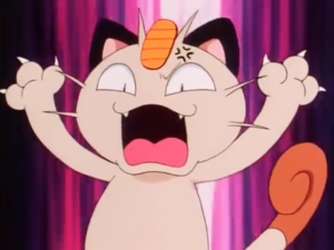Meowth del Equipo Rocket/Team Rocket usando golpes furia.