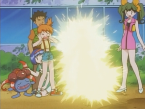 Pikachu de Ash usando impactrueno.