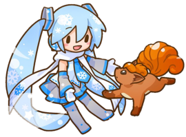 Diseño de SNOW MIKU en Project VOLTAGE.