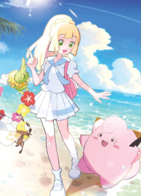 Ilustración de Lylia y sus Pokémon