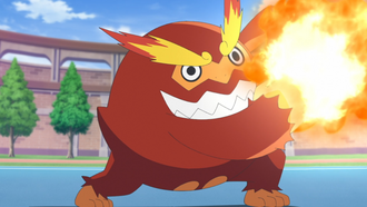 Darmanitan usando Puño Fuego.
