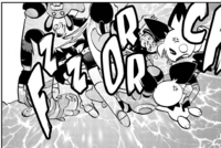 Pichu picoreja usando descarga.