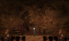 Pintura rupestre de Groudon primigenio en Pokémon Rubí Omega.