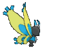 Imagen posterior de Mothim variocolor en Pokémon X, Pokémon Y, Pokémon Rubí Omega, Pokémon Zafiro Alfa, Pokémon Sol, Pokémon Luna, Pokémon Ultrasol y Pokémon Ultraluna