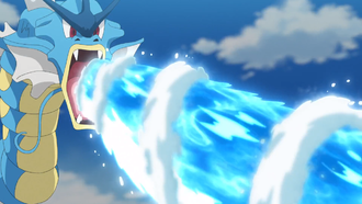 Gyarados del Equipo Rocket/Team Rocket usando Hidrobomba.