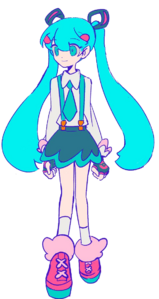 Diseño de Hatsune Miku joven en After Epochs.