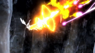 Reshiram usando lanzallamas.