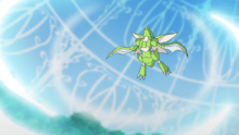 Scyther de Goh usando corte aéreo/tajo aéreo.