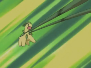 Bayleef usando Látigo Cepa.