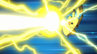 Pikachu de Ash usando gigavoltio destructor.