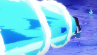 Mega-Blastoise de Green/Verde usando hidrobomba.