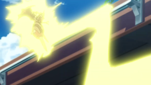 Naganadel de Ash usando Atactrueno/Rayo.