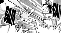 Aipom de Gold/Oro usando doble golpe.