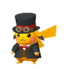 Pikachu con traje elegante rojo y gafas