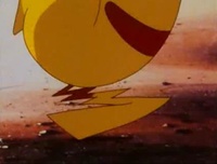 Pikachu usando su cola como resorte...