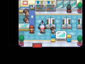 Interior de una tienda Pokémon en Pokémon Oro HeartGold y Pokémon Plata SoulSilver.