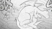 Pikachu usando impactrueno contra Dragonite.