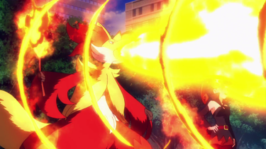 Delphox usando llama embrujada.