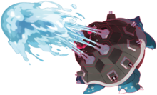 Blastoise Gigamax usando gigacañonazo.