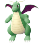 Imagen de Dragonite variocolor en Pokémon: Let's Go, Pikachu! y Pokémon: Let's Go, Eevee!