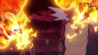 Pyroar y Mega-Gyarados de Lysandre/Lysson usando Incinerar/Calcinación.
