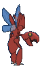 Imagen posterior de Scizor hembra en Pokémon X, Pokémon Y, Pokémon Rubí Omega, Pokémon Zafiro Alfa, Pokémon Sol, Pokémon Luna, Pokémon Ultrasol y Pokémon Ultraluna