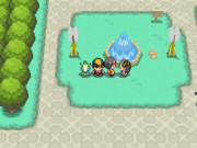 Erika en la fuente de Ciudad Azulona junto con Yasmina