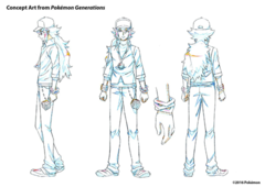 Bocetos de N en Generaciones Pokémon.