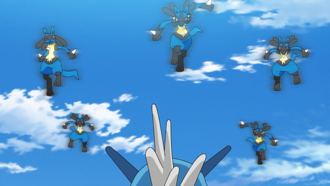 Lucario usando doble equipo.