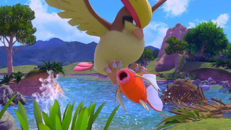 Archivo:Pidgeot capturando a Magikarp New Pokémon Snap.png