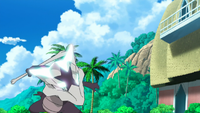 Marowak de Alola de Kiawe usando cabeza de hierro.