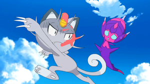 Meowth de Alola usando arañazo.