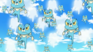 Froakie usando doble equipo.