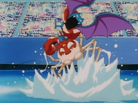 Kingler de Ash usando agarre.