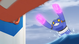 Croagunk de Lauren usando golpe venenoso/puya nociva.