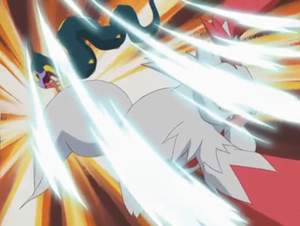 Zangoose usando Golpe de Garra/Garra Brutal.